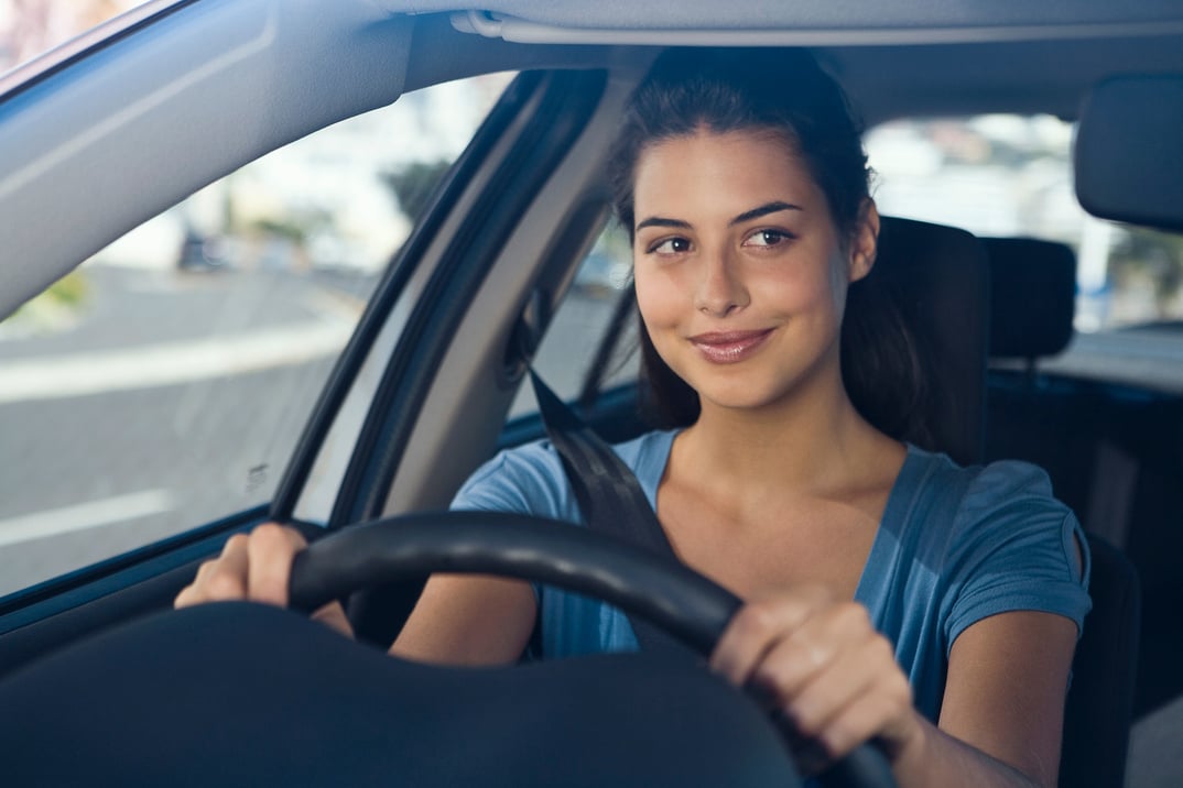 Woman driving car