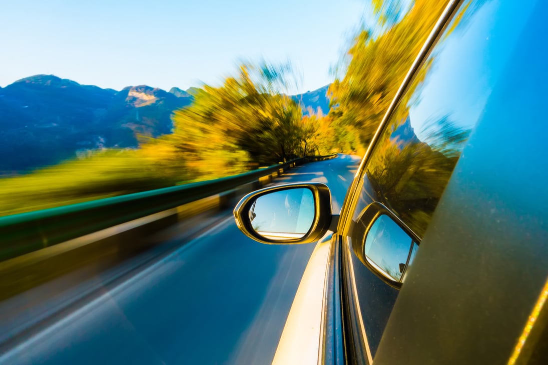 Driving car on road