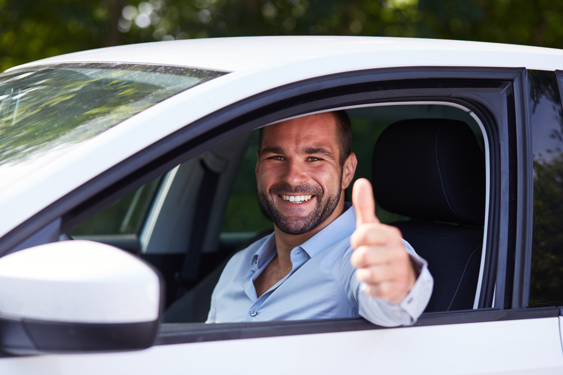 Man driving car